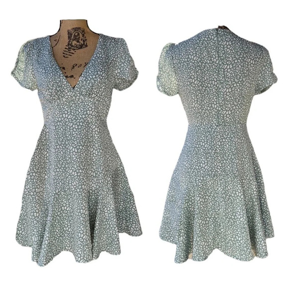 Princess Polly Sage Green Leopard Mini party Dress coquette girl girlhoodcore - Picture 6 of 15